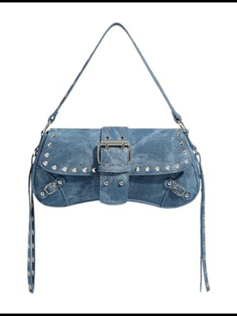 Y2K Gothic Punk PU Leather Shoulder Bag Rivet Detail Small Clutch Purse